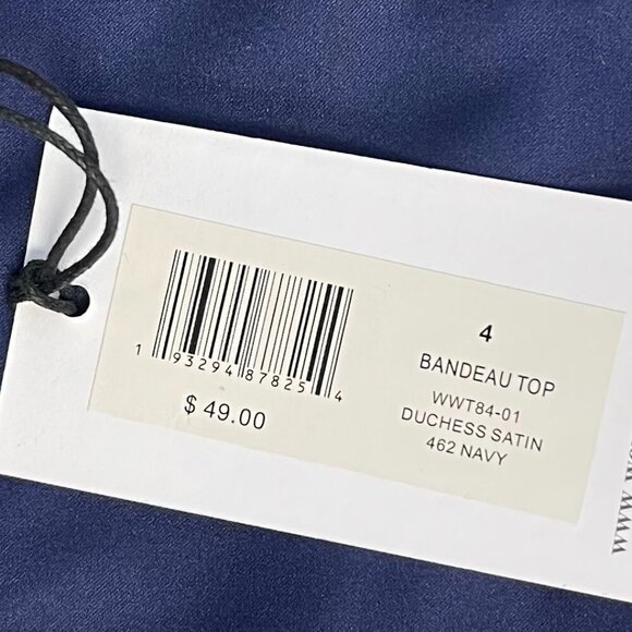 WeWoreWhat Duchess Satin Bandeau Top - Navy - Size 4 - NWT - Picture 4 of 4